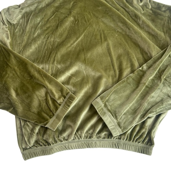 Free People Araminta James Velour Crop Hoodie – Khaki – Size 8 / Small – NWT - Picture 3 of 11
